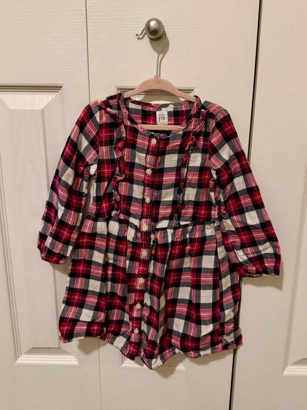 GAP Red, Black & White Plaid Button-Front Kids Top
